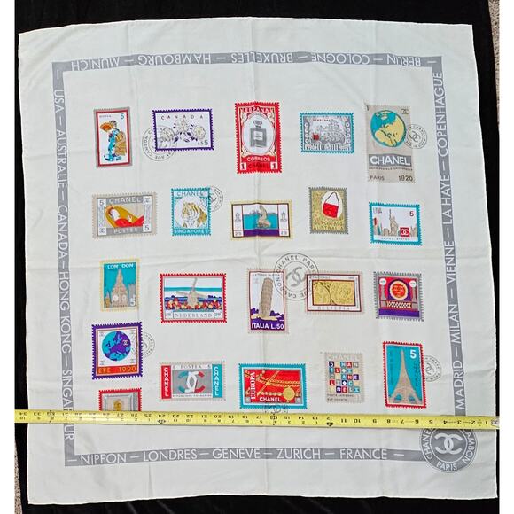 CHANEL "Stamps of the World" Silk Scarf - Picture 4 of 7